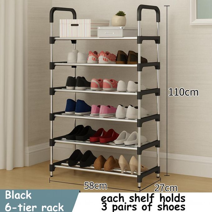CYFAZA 6-Tiers Shoe Rack Storage Organizer 21 Pairs Large Capacity - Sturdy Steel Frame, Breathable Fabric Shelves, Space-Saving Design for Home Entryway Closet