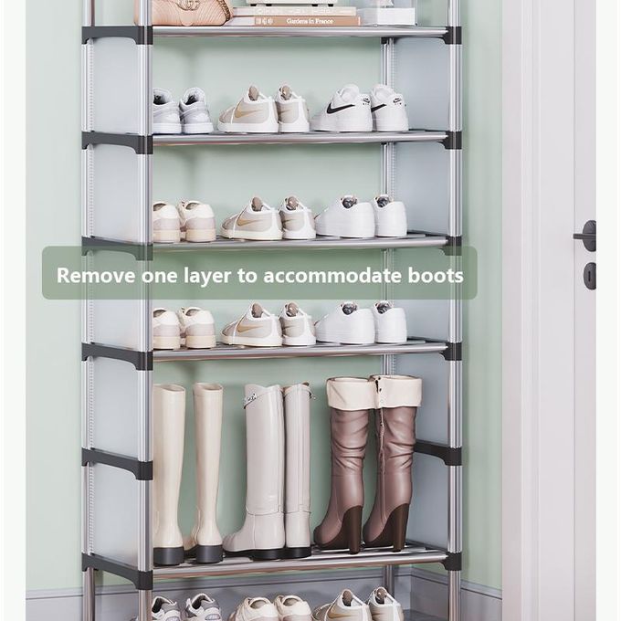 CYFAZA Shoe Rack Organizer 6 Tiers Dust-proof Stainless Steel Free Standing Shoe Storage for Home Entryway Closet, Space Saving, 21-36 Pairs
