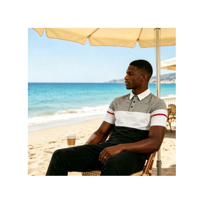 Berrykey Mens Business Polos Shirts Casual Joggers Tshirt Top - Grey