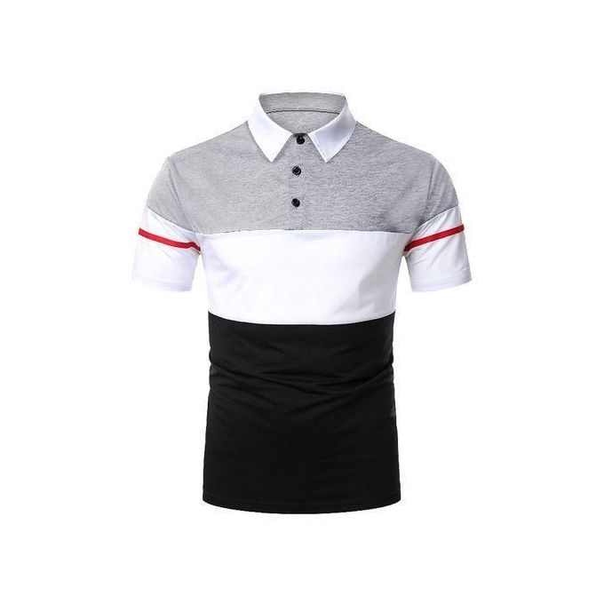 Berrykey Mens Business Polos Shirts Casual Joggers Tshirt Top - Grey