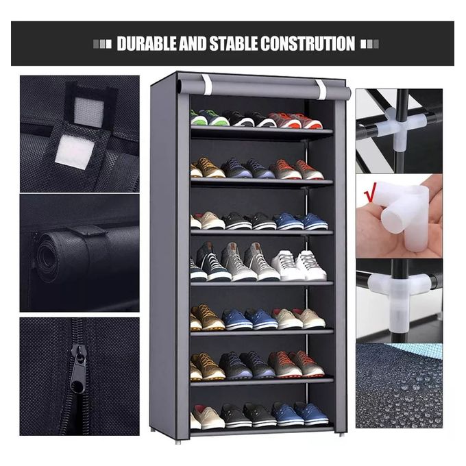 CYFAZA 7-Level Shoe Organizer - 24 Pairs Capacity Storage Solution for Home, Durable Fabric, Space-Saving, Ideal for Daily Use