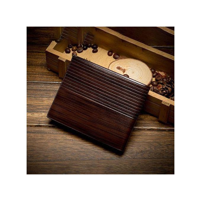 Men's Bifold PU Leather Mini Wallet - Brown