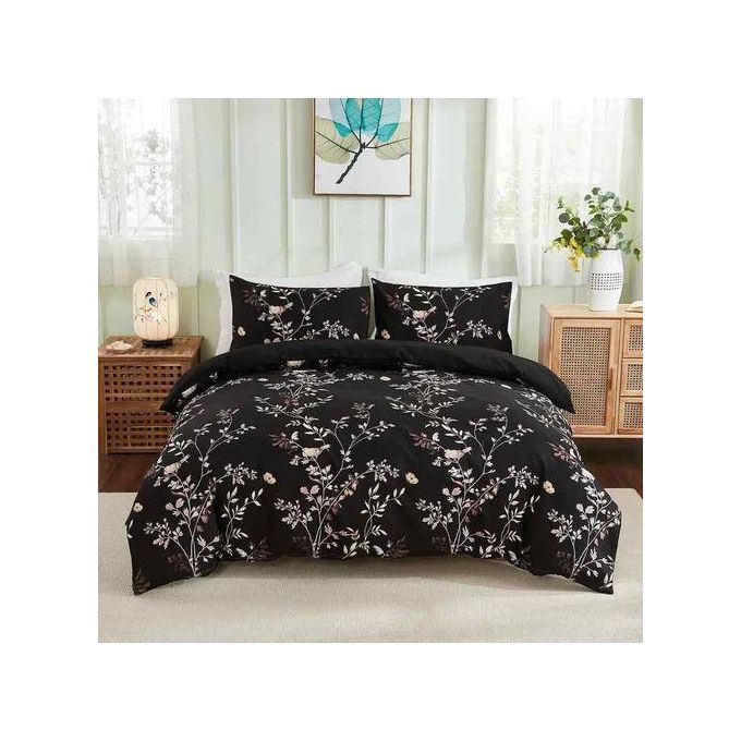 Grace Foam 5x6 Duvet Set - 1 Duvet, 1 Bedsheet & 2 Pillow Cases - Green Print, Soft & Durable Bedding for Daily Use