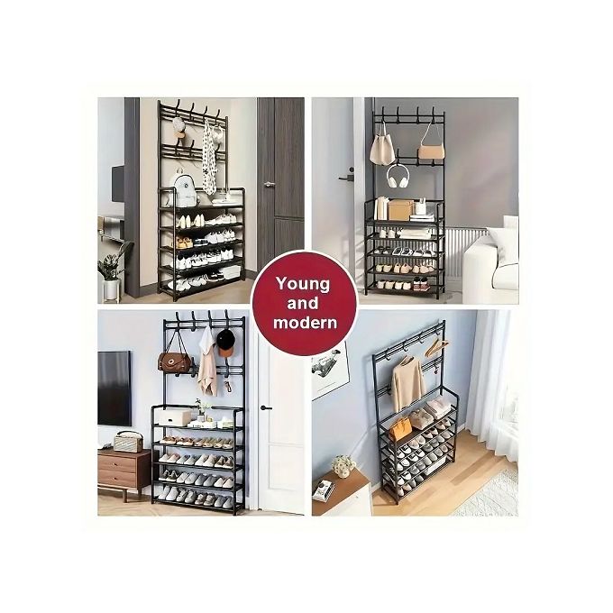 4-Layer Hat & Shoe Rack for Bags, Caps, Multipurpose Use - Space Saving Organiser for Home Entryway, Closet, Bedroom - Durable Steel Frame, Easy Assembly