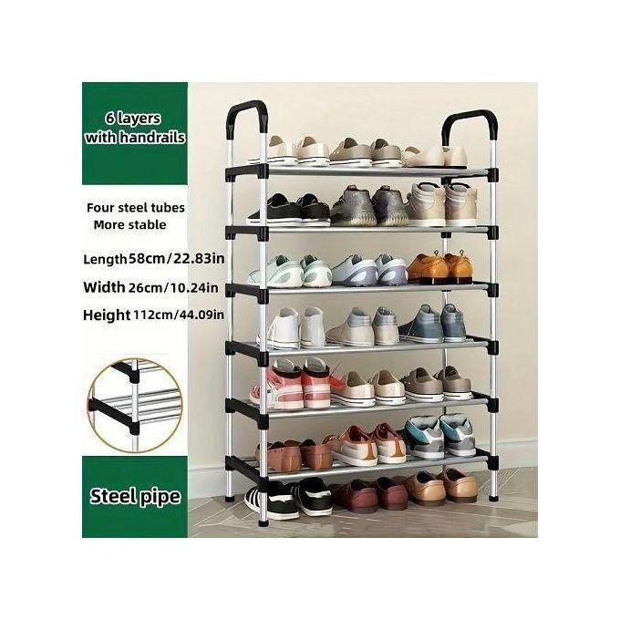 6 Tier Shoe Organizer Rack - Space Saving Storage for Home Entryway, Durable Metal Frame, Easy Assembly, Fits Up to 30 Pairs of Shoes