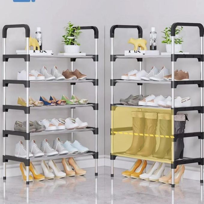 CYFAZA 6-Tiers Shoe Rack Storage Organizer 21 Pairs Large Capacity - Sturdy Steel Frame, Breathable Fabric Shelves, Space-Saving Design for Home Entryway Closet
