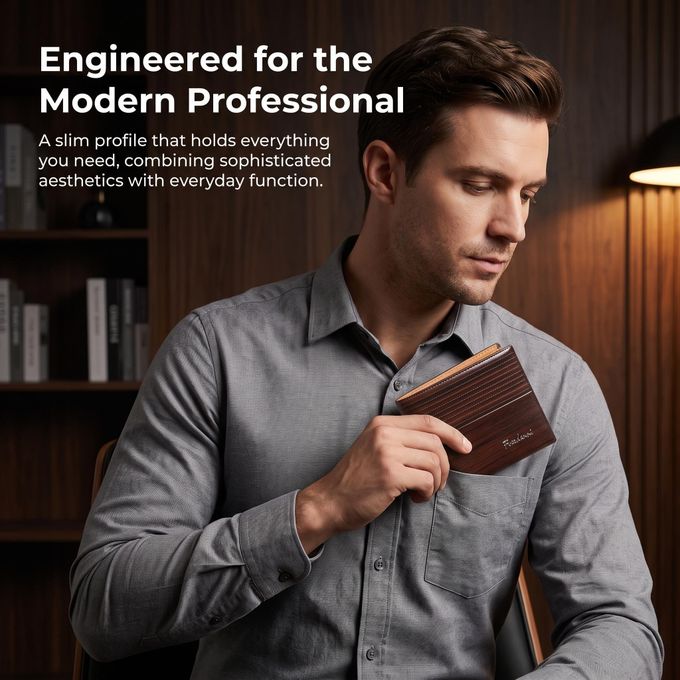 Men's Bifold PU Leather Mini Wallet - Brown