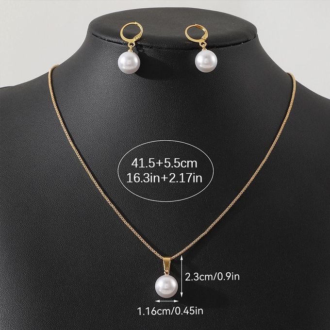 ARHANORY Women Jewelry Set Elegant Pearl Necklace and Earrings (Imitation Pearl)