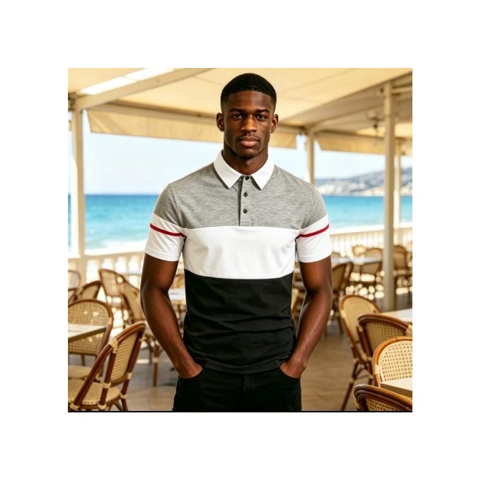 Berrykey Mens Business Polos Shirts Casual Joggers Tshirt Top - Grey