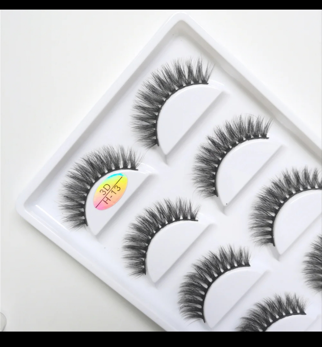 High quality reusable 3D faux cat eyelashes handmade full 5in1 strip eyelashes
