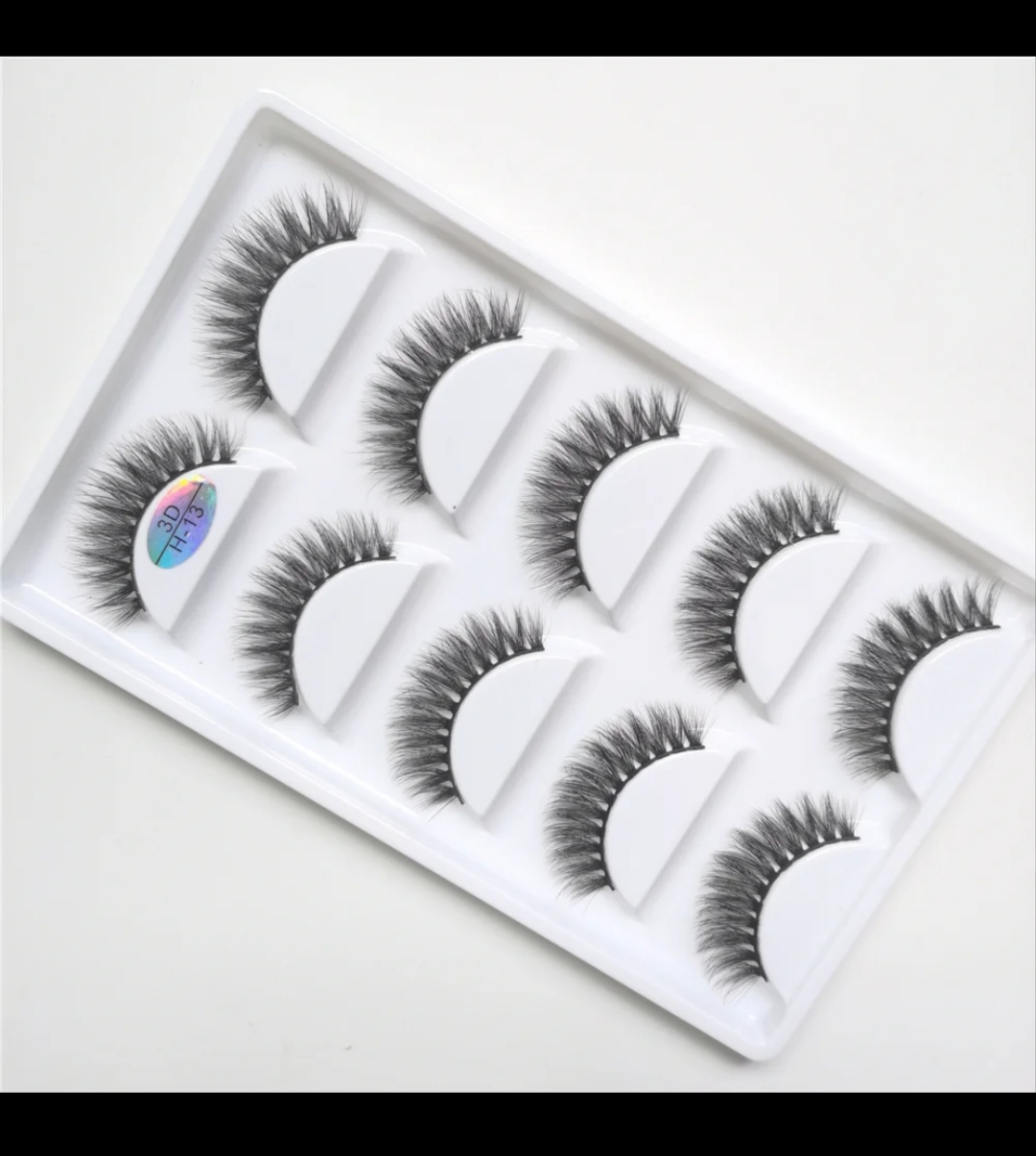 High quality reusable 3D faux cat eyelashes handmade full 5in1 strip eyelashes view 3