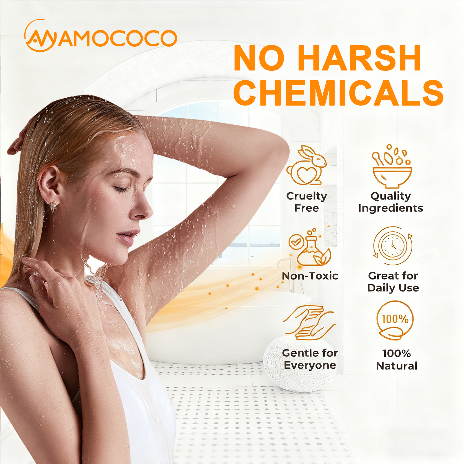 Amococo 500ml Turmeric & Vitamin C Moisturizing Skin Scrub Shower Gel - 2-in-1 Exfoliating & Deep Cleaning Body Wash for Glowing Skin