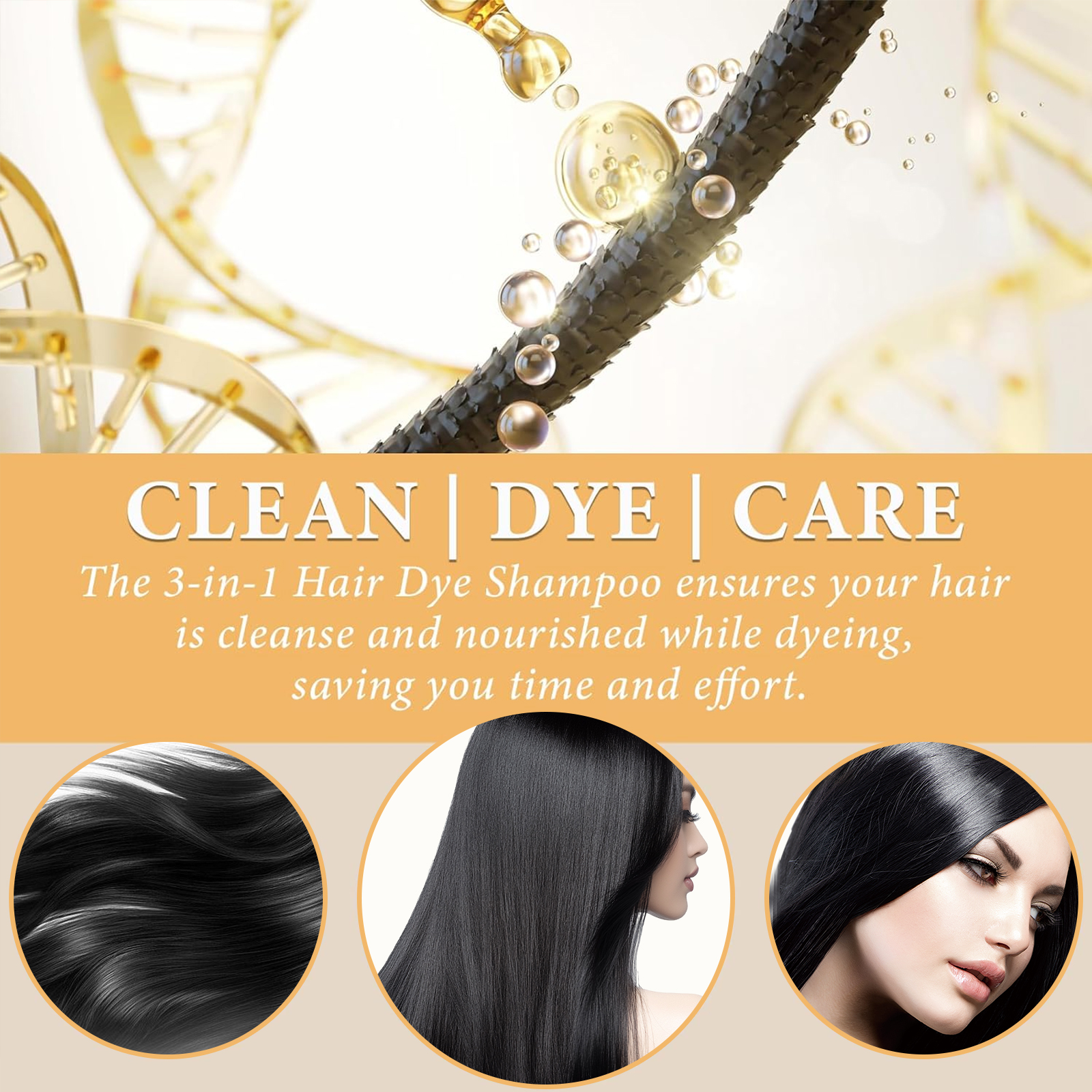 500ml 3 In 1 Quick Organic Hair Color Shampoo - Instant Hair Color for Men & Women, Natural Herbal Formula to Cover Gray Hair - Available in 4 Shades（Black, Coffee, Brown,Wine red）
