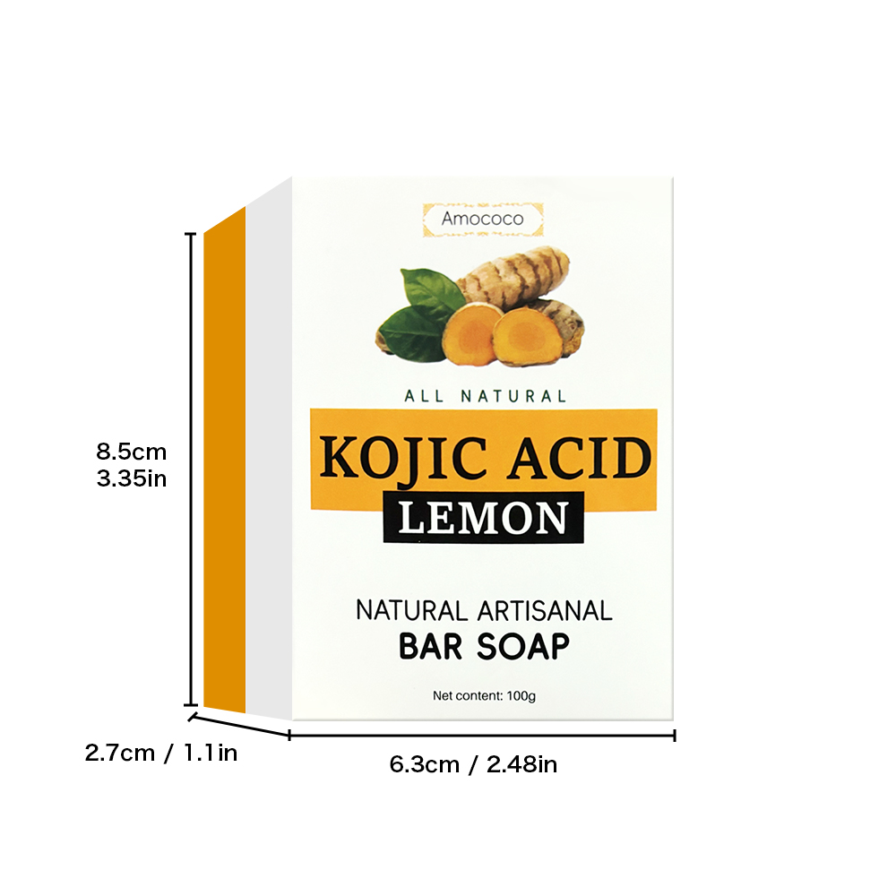 Amococo 100g Turmeric & Kojic Acid Brightening Soap with Foaming Net - Natural Skin Glow, Dark Spot Remover & Deep Cleansing Bar Soap
