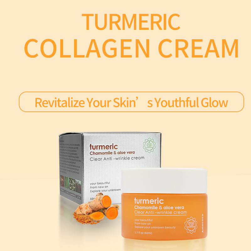 Amococo 50ml Turmeric Collagen Face Cream - Anti-Wrinkle & Brightening Skin Moisturizer with Aloe Vera, Firming & Youthful Glow Treatment for All Skin Types