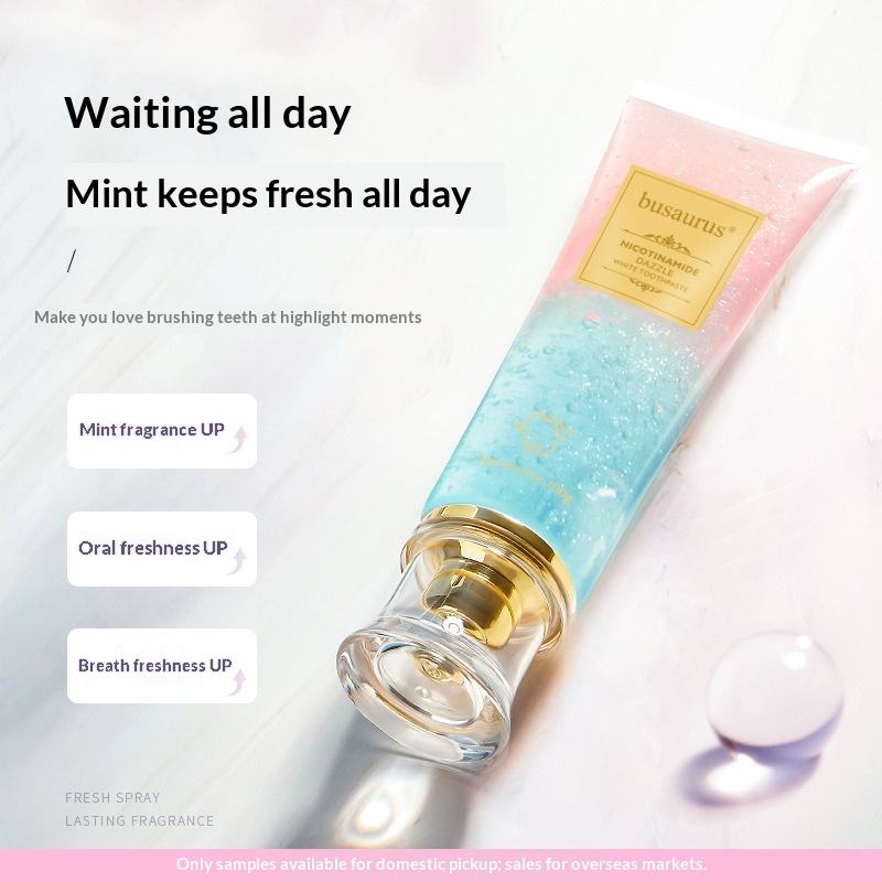 Busaurus Nicotinamide Dazzle Whitening Toothpaste 100g - Blue & Pink Starry Texture, Professional Teeth Brightening, Fresh Mint Breath, Remove Stains & Oral Odor