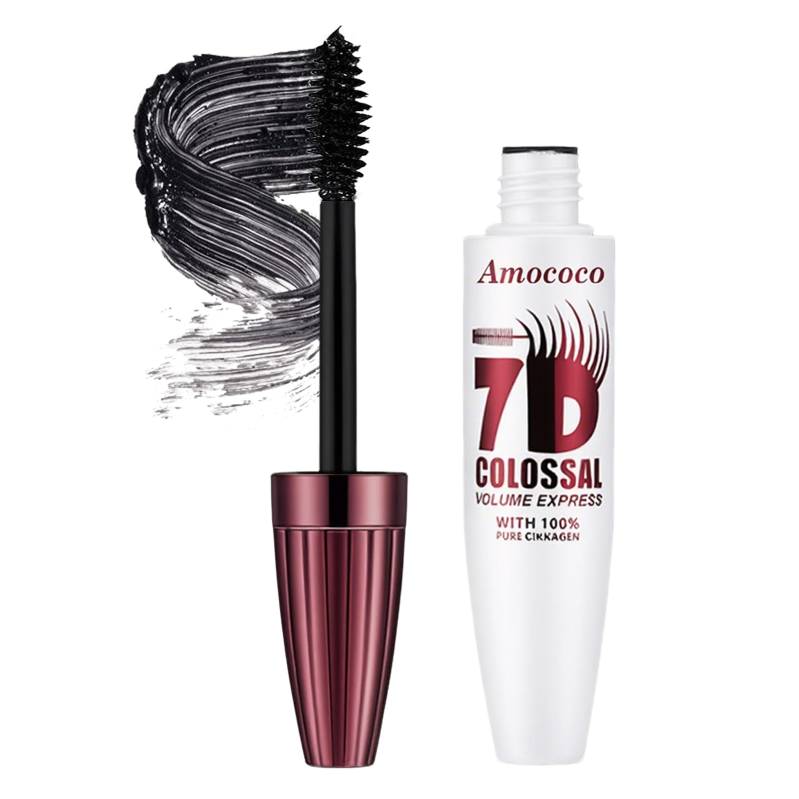 Amococo 7D Colossal Volume Express Mascara - Waterproof & Smudge-Proof Eyelash Extension for Long-Lasting Curl & Thick Lashes