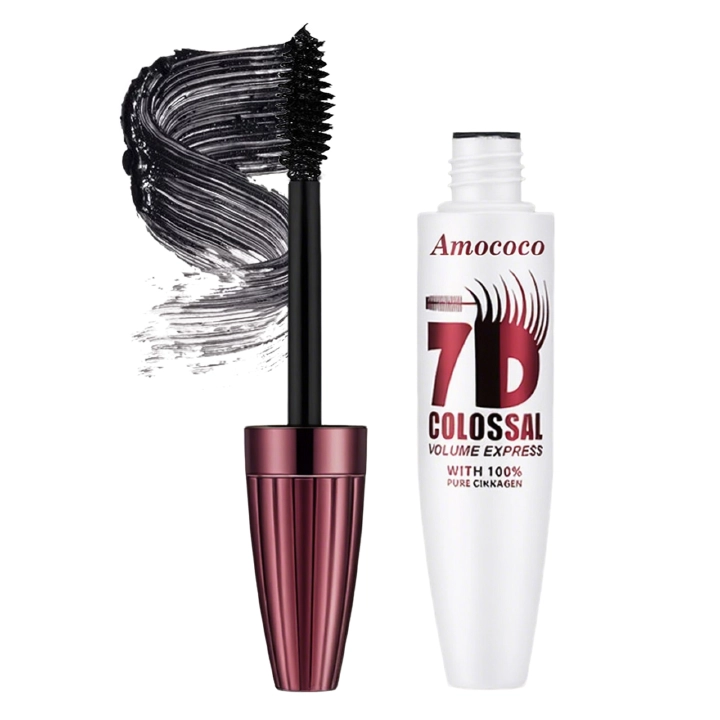 Amococo 7D Colossal Volume Express Mascara - Waterproof & Smudge-Proof Eyelash Extension for Long-Lasting Curl & Thick Lashes