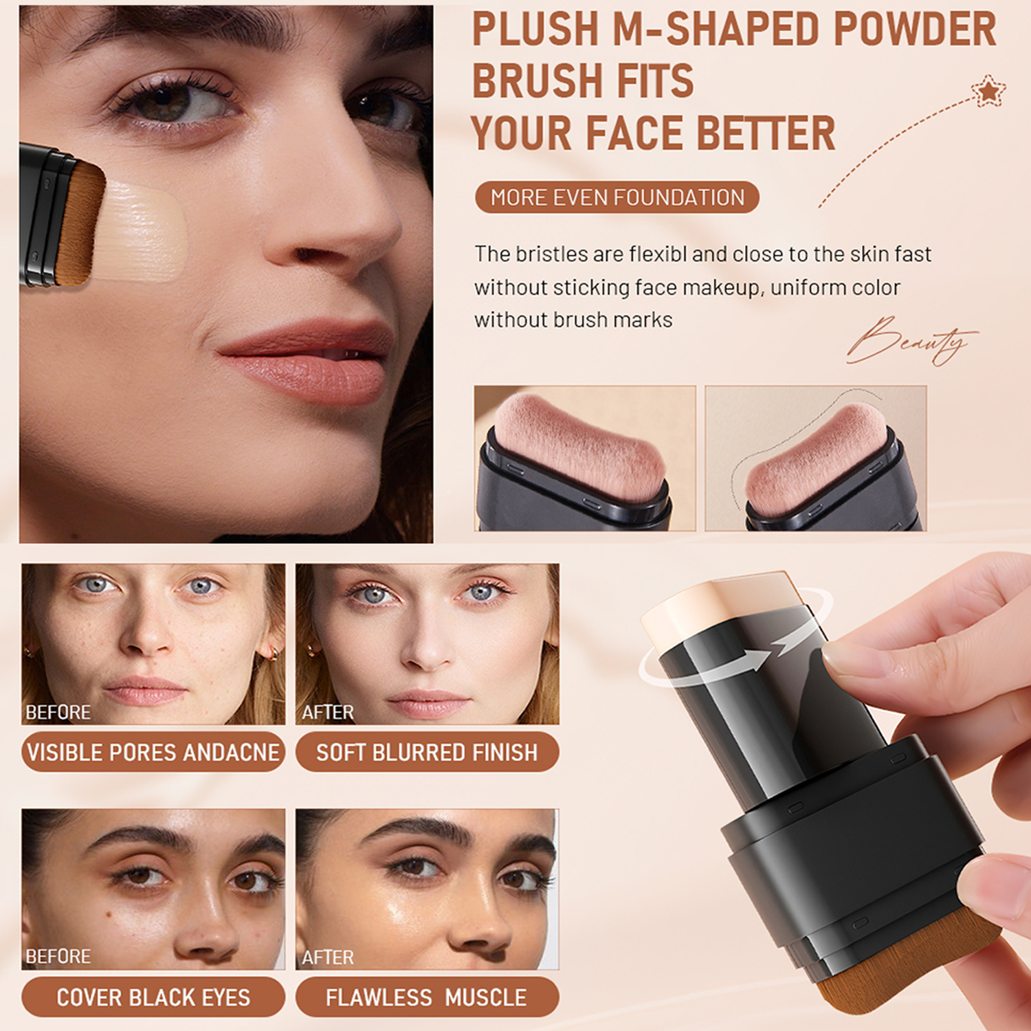 Zaidoc 15g Concealer Foundation Stick with Built-in Brush - Long Lasting Full Coverage for Dark Spots, Blemishes & Under Eye - Available in Shades 05, 06, 07