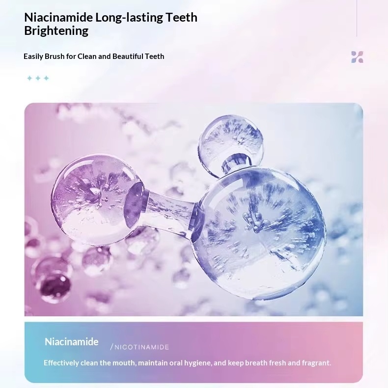 Busaurus Nicotinamide Dazzle Whitening Toothpaste 100g - Blue & Pink Starry Texture, Professional Teeth Brightening, Fresh Mint Breath, Remove Stains & Oral Odor