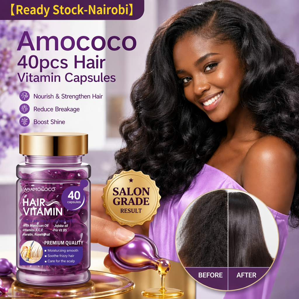 Amococo 40Pcs Hair Vitamin Capsules - Moroccan Argan Oil & Keratin Deep Repair for Dry Damaged Hair, Anti-Breakage & Smoothing Serum with Vitamin A, C, E, B5