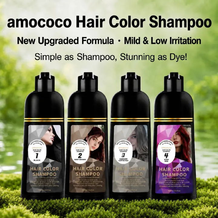500ml 3 In 1 Quick Organic Hair Color Shampoo - Instant Hair Color for Men & Women, Natural Herbal Formula to Cover Gray Hair - Available in 4 Shades（Black, Coffee, Brown,Wine red）