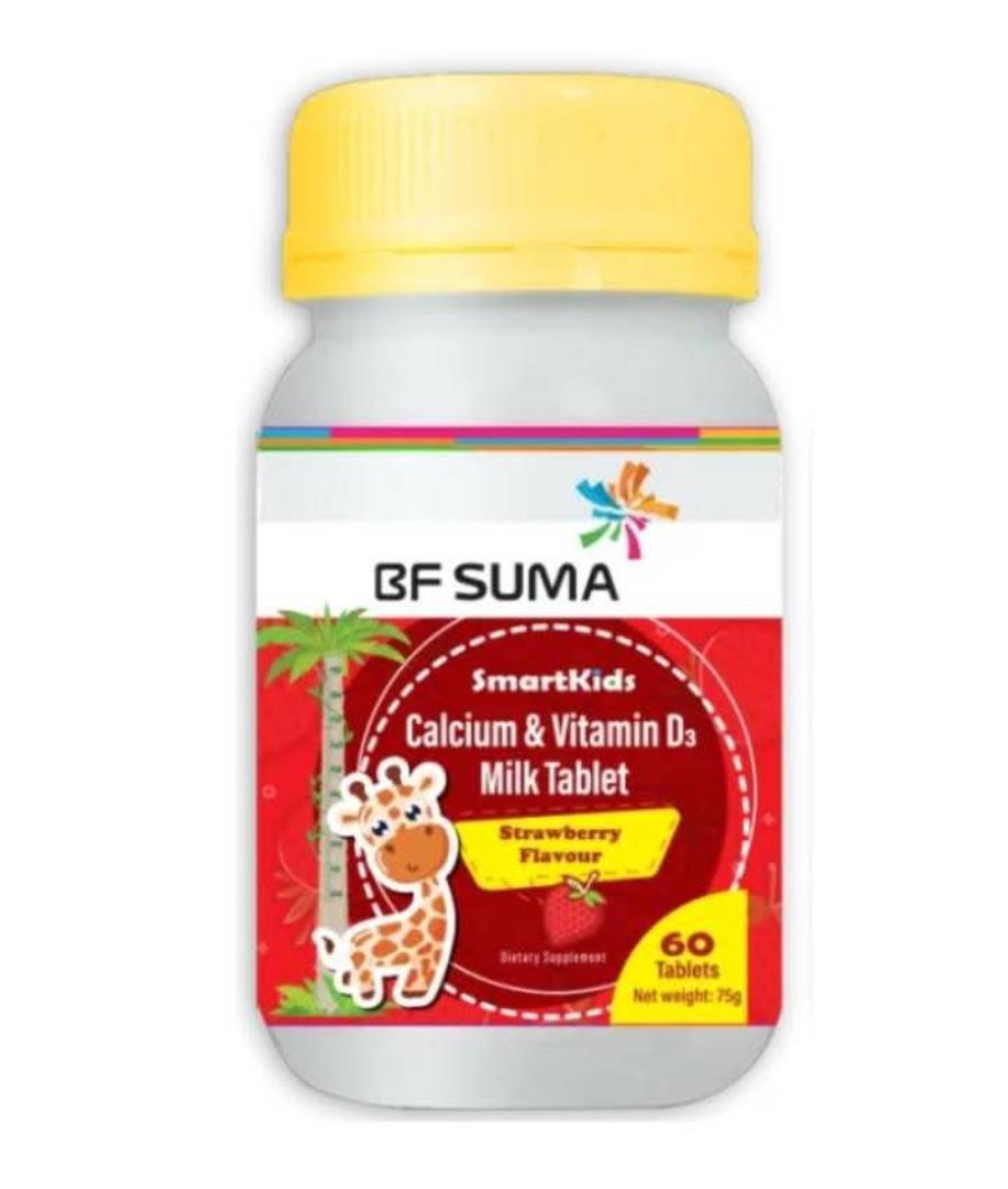 BF SUMA Kids Calcium & Vitamin D3 Strawberry Milk Tablets – Strong Bones & Healthy Growth