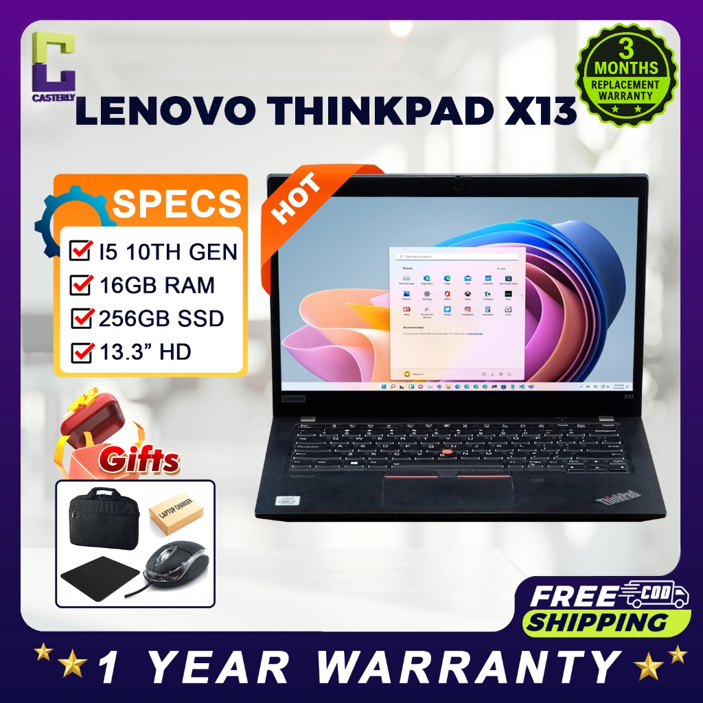 (Special Offer) Lenovo Thinkpad x13, Intel Core i5 10th Generation 16GB RAM 256GB SSD 13.3" Screen Windows 10 Microsoft Office Installed Refurbished Laptop Notebook Laptop (6 Months WARRANTY)