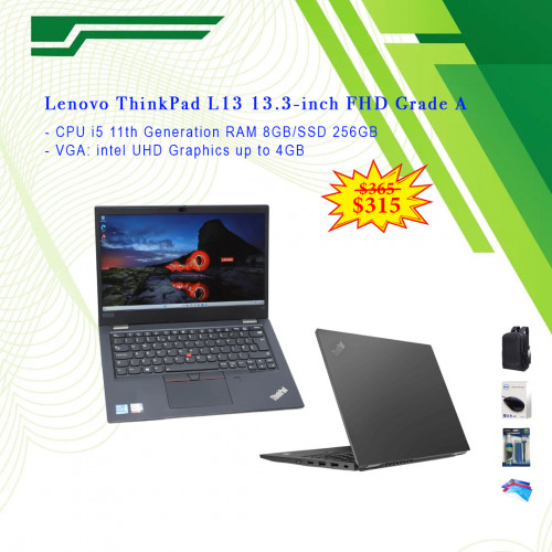 (Special Offer) Lenovo Thinkpad x13, Intel Core i5 10th Generation 16GB RAM 256GB SSD 13.3" Screen Windows 10 Microsoft Office Installed Refurbished Laptop Notebook Laptop (6 Months WARRANTY)