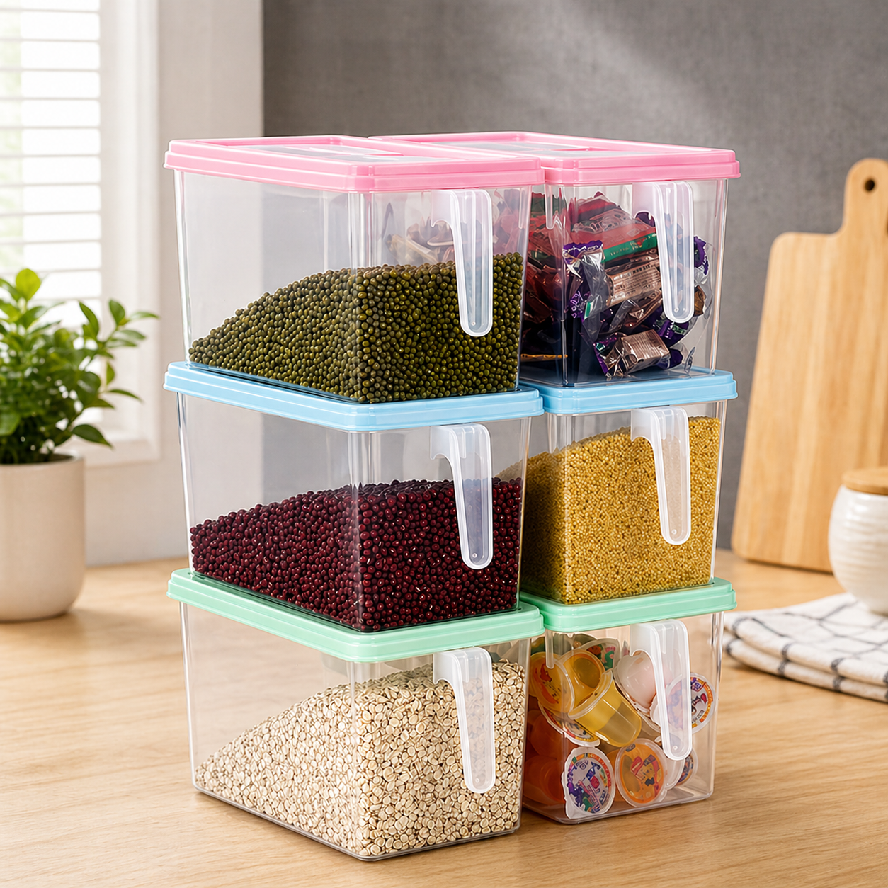 5-Litres Plastic Fridge Containers & Cereal Container | Clear, stackable containers that keep food protected and accessible.
