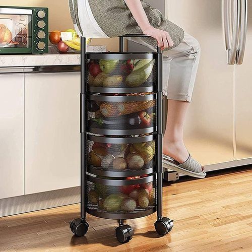 Brand New 5 Layer Fruit Rack Rotating Multi-Layer Round Kitchen Stand | Smart, space-saving design for organized and easy access storage.