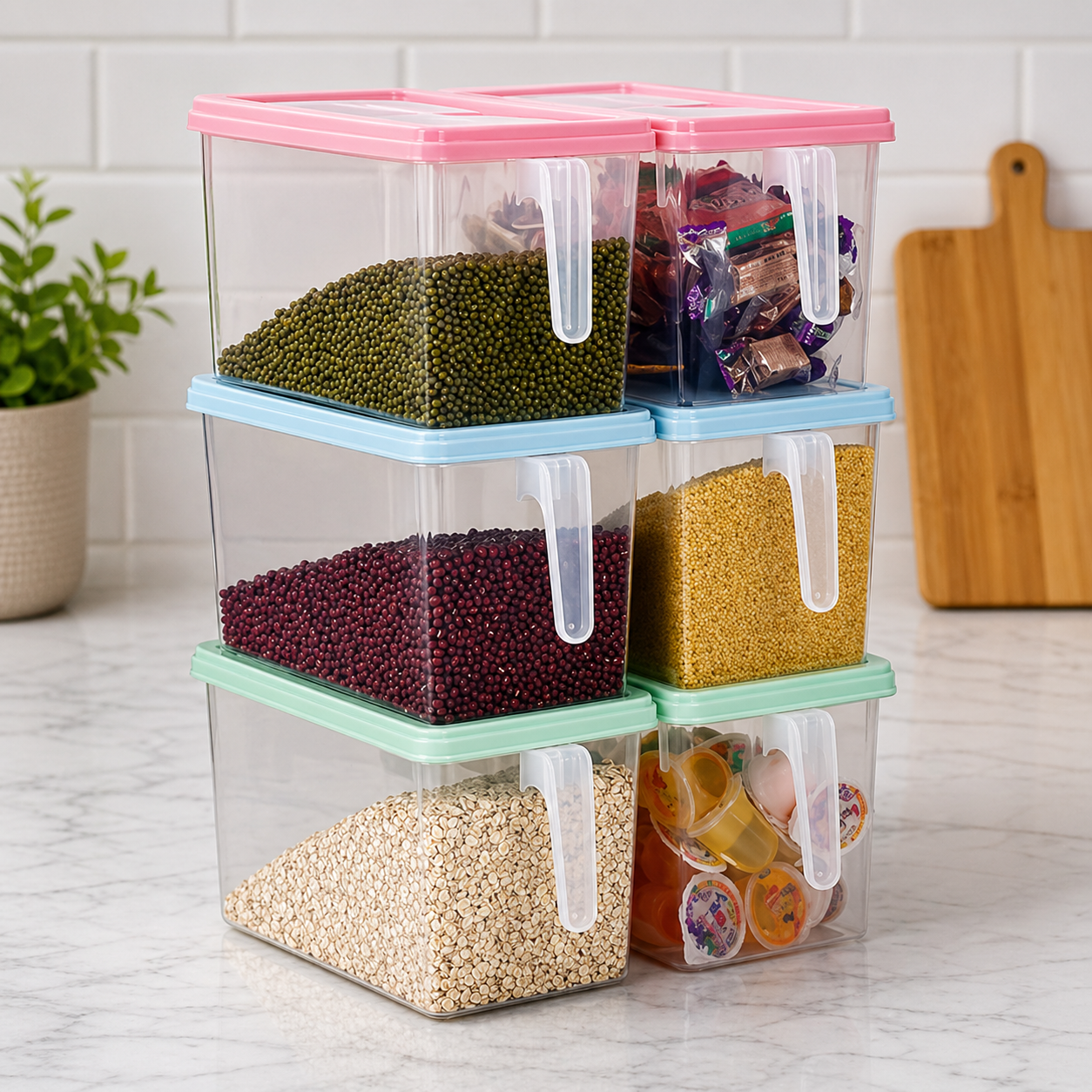 5-Litres Plastic Fridge Containers & Cereal Container | Clear, stackable containers that keep food protected and accessible.