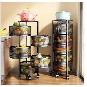 Brand New 5 Layer Fruit Rack Rotating Multi-Layer Round Kitchen Stand | Smart, space-saving design for organized and easy access storage.