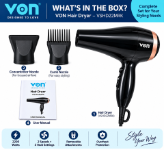 ✨ Brand New Von Hair Dryer | 2200W Powerful Performance | 2 Speeds | 3 Heat Settings | Overheat Protection | 12-Month Warranty | Dry Faster. Style Smarter. Look Your Best!