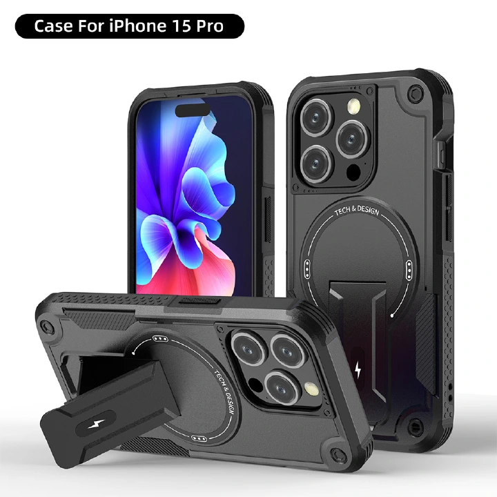 iPhone case :iphone air/iphone17/iphone13,Military Grade Magnetic Phone Case with Hidden Stand for iPhone 16/iphone15/iphone111, Shockproof TPU+PC Cover with Lanyard