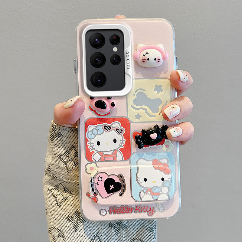 Samsung case:Cute Hello Kitty Phone Case for Samsung A06/A07/A16/A17/A36/A56 /A05, Girly Summer Cover with Optional Stand & Hand Strap
