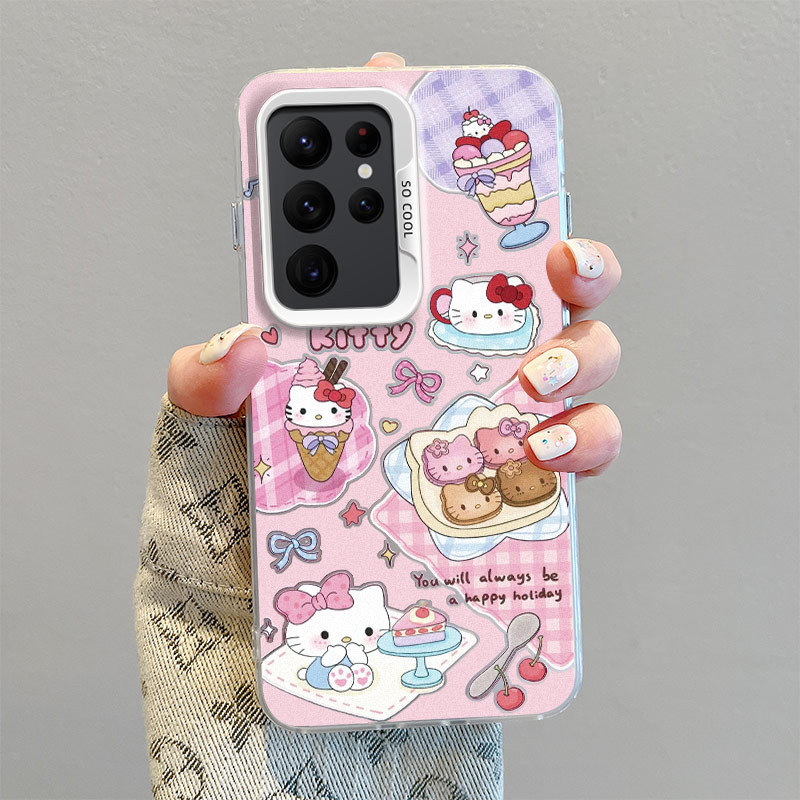 Samsung case:Cute Hello Kitty Phone Case for Samsung A06/A07/A16/A17/A36/A56 /A05, Girly Summer Cover with Optional Stand & Hand Strap