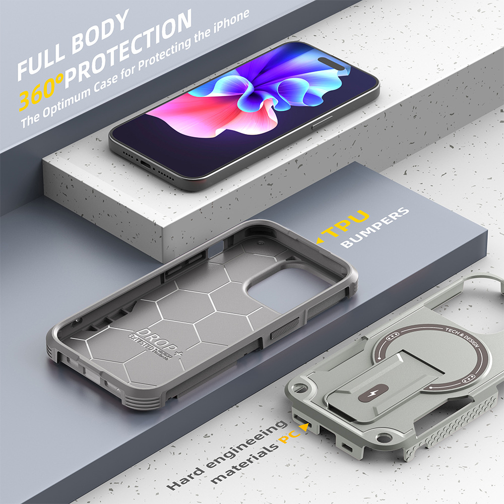 iPhone case :iphone air/iphone17/iphone13,Military Grade Magnetic Phone Case with Hidden Stand for iPhone 16/iphone15/iphone111, Shockproof TPU+PC Cover with Lanyard
