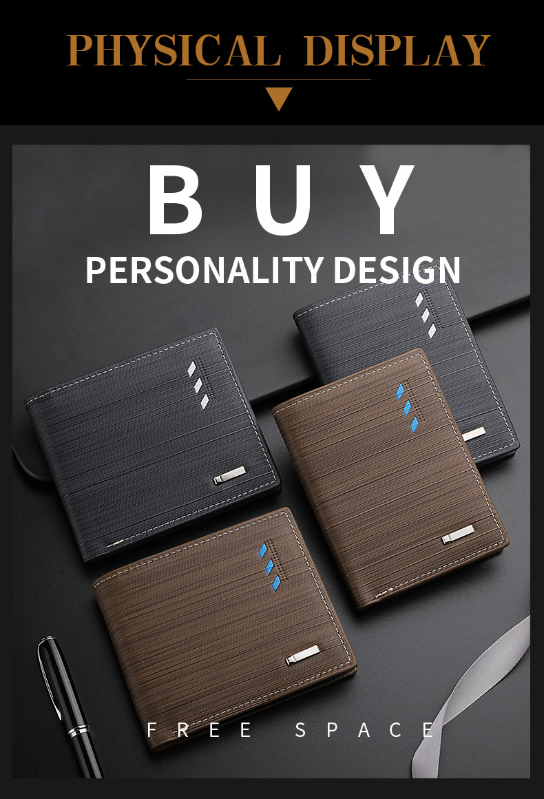 Men's  Wallet:Men's  Leather Bifold Wallet, Slim Horizontal Card Holder, Business Casual Purse, Father's Day Gift