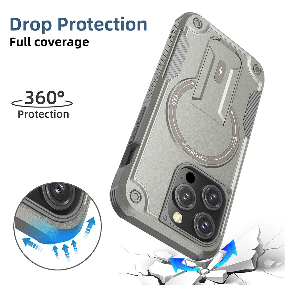 iPhone case :iphone air/iphone17/iphone13,Military Grade Magnetic Phone Case with Hidden Stand for iPhone 16/iphone15/iphone111, Shockproof TPU+PC Cover with Lanyard