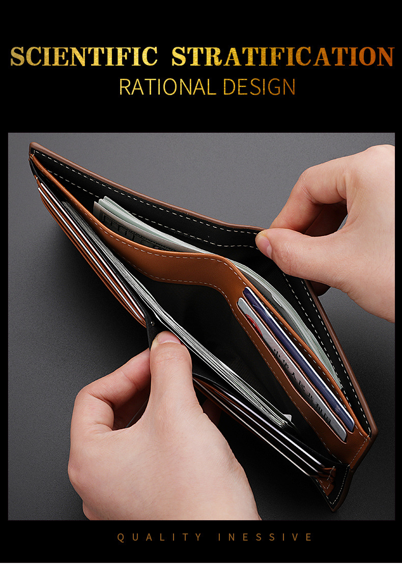 Men's  Wallet:Men's  Leather Bifold Wallet, Slim Horizontal Card Holder, Business Casual Purse, Father's Day Gift