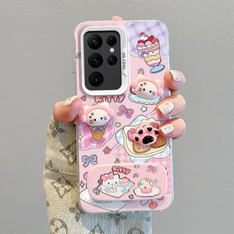 Samsung case:Cute Hello Kitty Phone Case for Samsung A06/A07/A16/A17/A36/A56 /A05, Girly Summer Cover with Optional Stand & Hand Strap