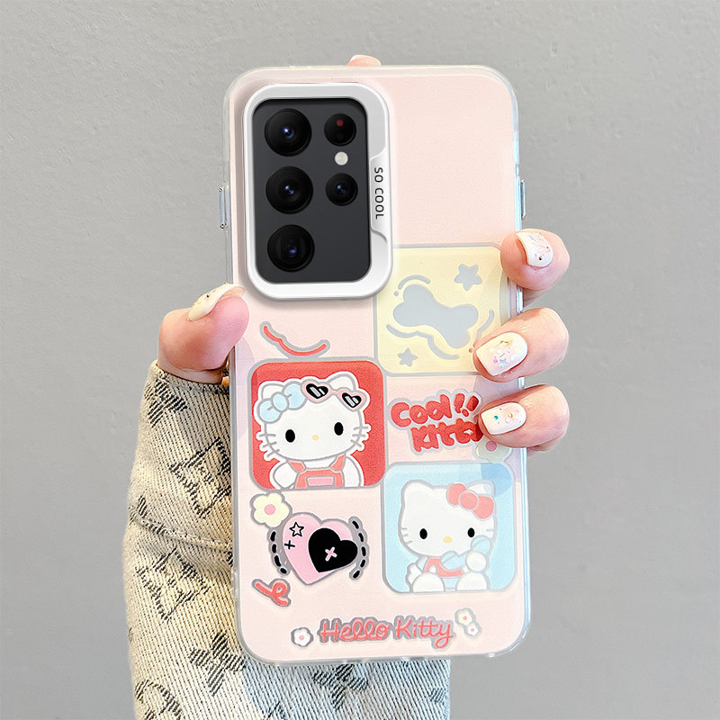 Samsung case:Cute Hello Kitty Phone Case for Samsung A06/A07/A16/A17/A36/A56 /A05, Girly Summer Cover with Optional Stand & Hand Strap