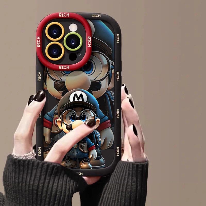 iPhone case/cover：:Cartoon Big Head Mario Phone Case for iPhone 17 Pro Max/ iPhone 16/ iPhone 15/iPhone 14/ iPhone 13/ iPhone 12, Shockproof Soft  Full Protective Cover iPhone 11
