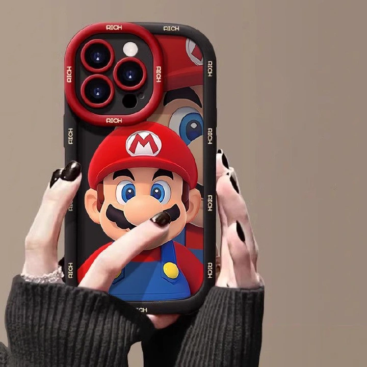 iPhone case/cover：:Cartoon Big Head Mario Phone Case for iPhone 17 Pro Max/ iPhone 16/ iPhone 15/iPhone 14/ iPhone 13/ iPhone 12, Shockproof Soft  Full Protective Cover iPhone 11