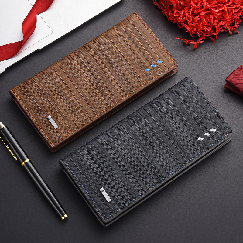 Men's  Wallet:Men's Long  Leather Wallet, Slim Multi-Card Bifold Business Purse with Large Capacity