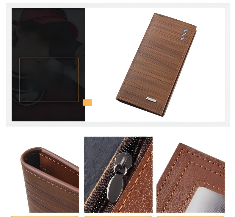 Men's  Wallet:Men's Long  Leather Wallet, Slim Multi-Card Bifold Business Purse with Large Capacity