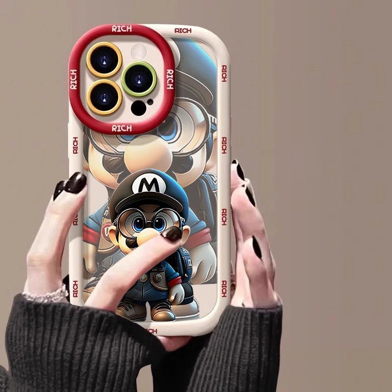 iPhone case/cover：:Cartoon Big Head Mario Phone Case for iPhone 17 Pro Max/ iPhone 16/ iPhone 15/iPhone 14/ iPhone 13/ iPhone 12, Shockproof Soft  Full Protective Cover iPhone 11