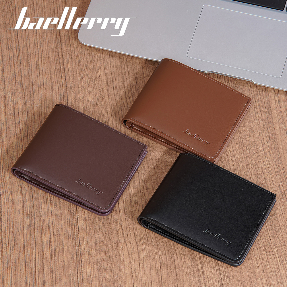 Men's  Wallet:Baellerry Men's Short Bifold Wallet, Multi-Card Slots Zipper Coin Purse, Slim PU Leather Casual Card Holder for Men
