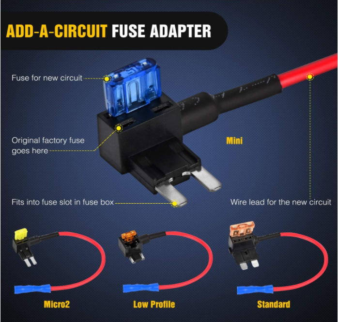 12Pcs ATC/MINI Car Fuse Tap Adapter, 12V Automotive Circuit Extension Wire for Standard & Mini Blade Fuse, for Dash Cam LED Light